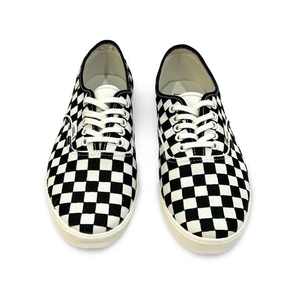 Vans Authentic Lowpro Embroidered Black Check Sneakers Women 9.5 / Men 8 Rare - Picture 3 of 8